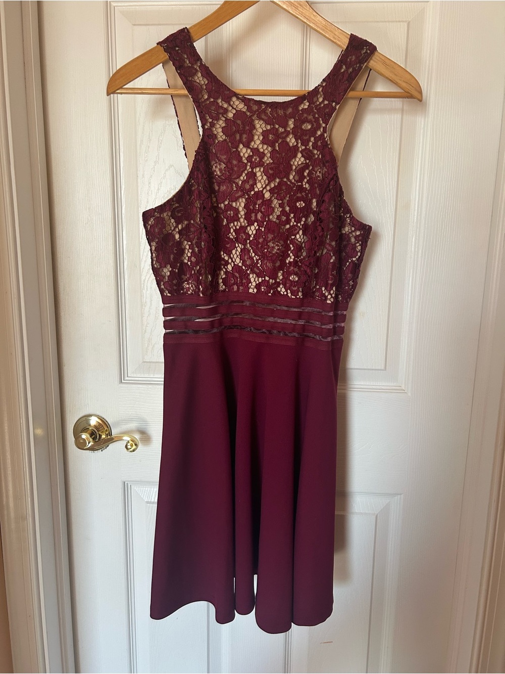 Speechless Burgundy Lace Bodice Midi Dress